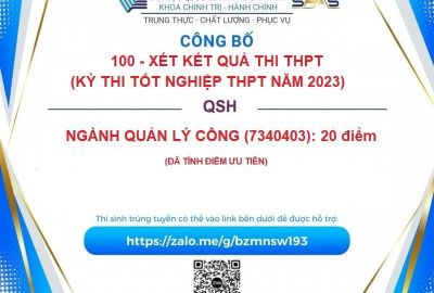 KHOA CHÍNH TRỊ - HÀNH CHÍNH CÔNG BỐ ĐIỂM TRÚNG TUYỂN KỲ THI TỐT NGHIỆP THPT NĂM 2023
